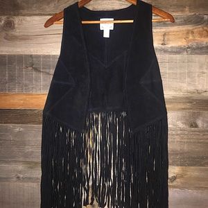 Western Leather Tassle Vest